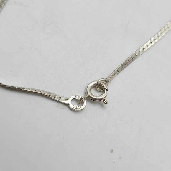 Sterling Silver Italian Herringbone Chain Necklace 29.5" Vintage (G) - Picture 4 of 6